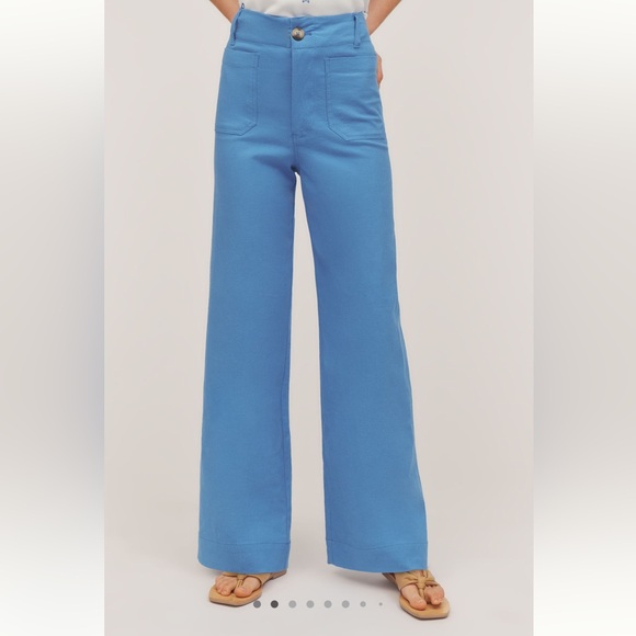 Anthropologie COLETTE Full-Length Linen Pants Maeve NEW 28 Blue - Picture 3 of 16